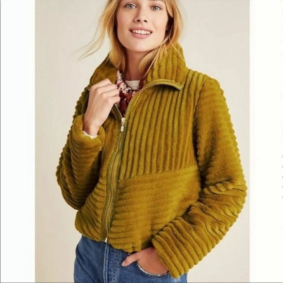 Anthropologie Jackets & Blazers - Anthropologie Chartreuse Faux Fur Jacket Size S